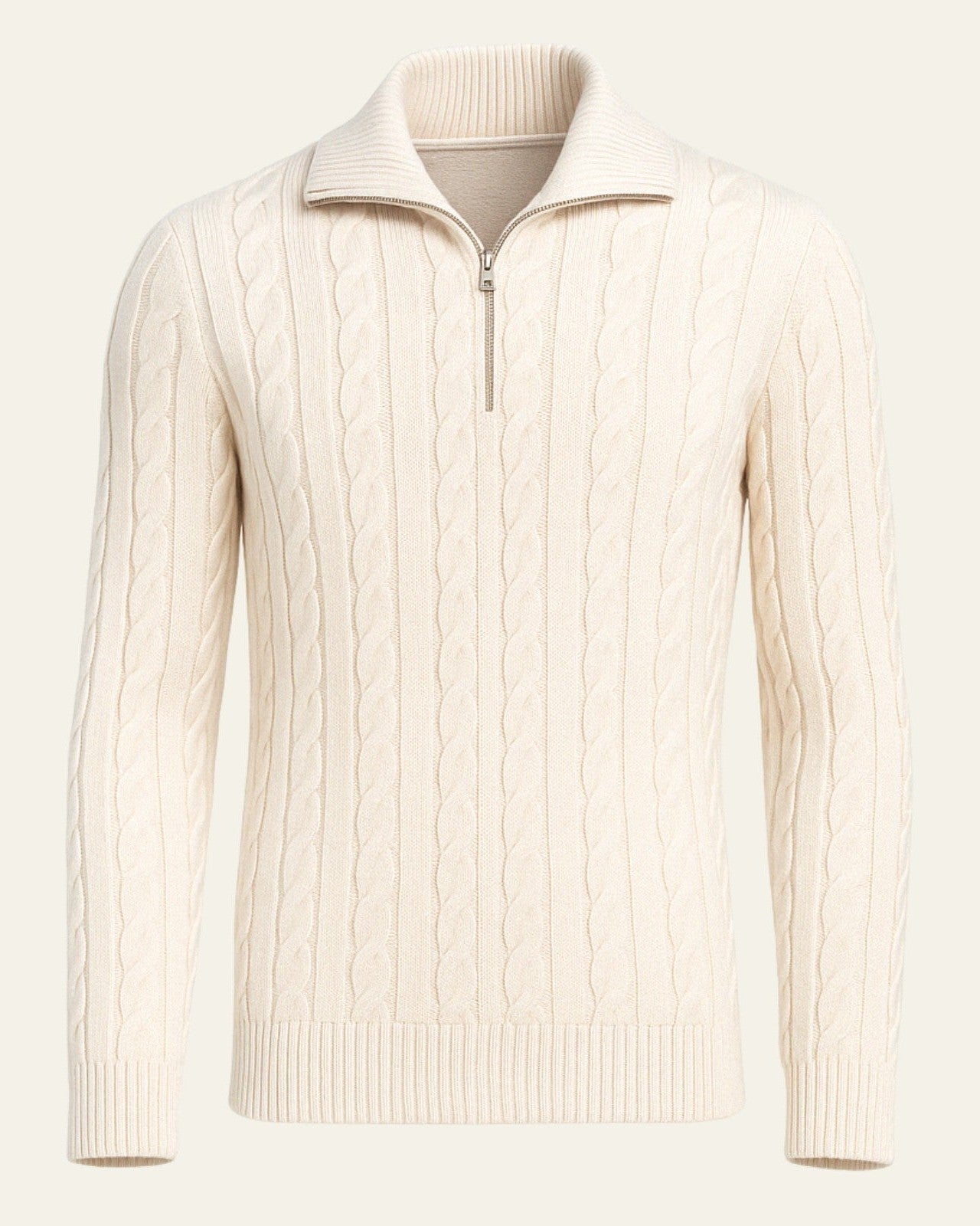 Men's Cable Knit Half Zip Sweater Refined Collar Layer