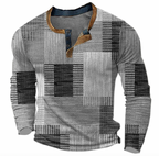 Men's Henley Knit Top Button Neck Long Sleeve Layer
