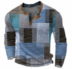 Men's Henley Knit Top Button Neck Long Sleeve Layer
