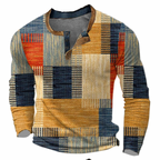 Men's Henley Knit Top Button Neck Long Sleeve Layer