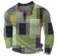 Men's Henley Knit Top Button Neck Long Sleeve Layer