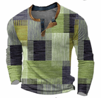 Men's Henley Knit Top Button Neck Long Sleeve Layer