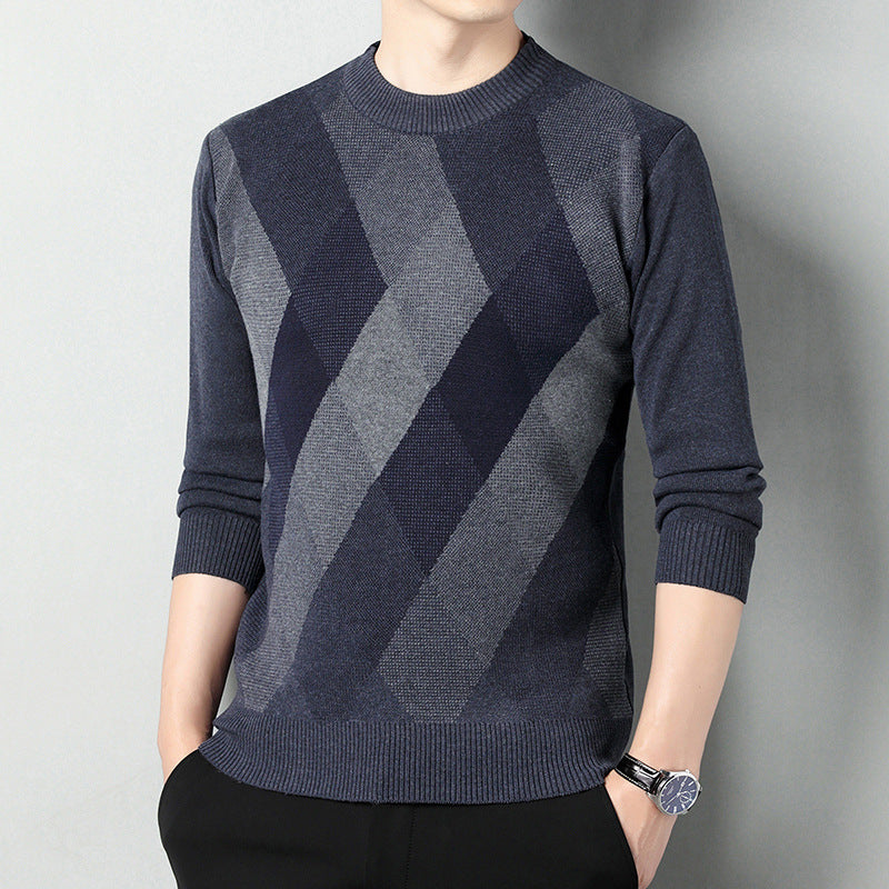 Men's Crew Neck Knit Sweater Printed Regular Fit Layer