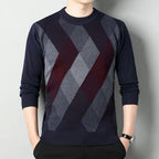 Men's Crew Neck Knit Sweater Printed Regular Fit Layer
