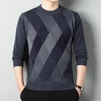 Men's Crew Neck Knit Sweater Printed Regular Fit Layer