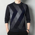 Men's Crew Neck Knit Sweater Printed Regular Fit Layer