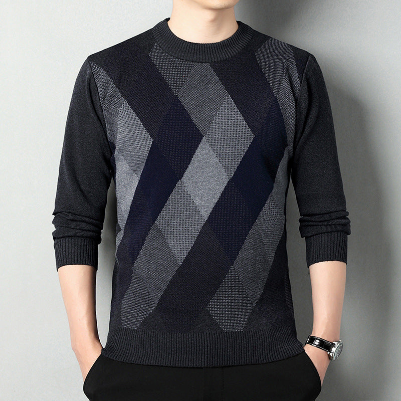 Men's Crew Neck Knit Sweater Printed Regular Fit Layer