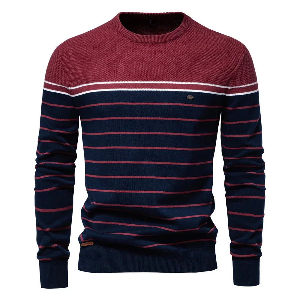 Men's Printed Crew Neck Sweater Ribbed Everyday Knit