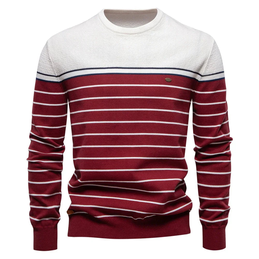 Men's Printed Crew Neck Sweater Ribbed Everyday Knit