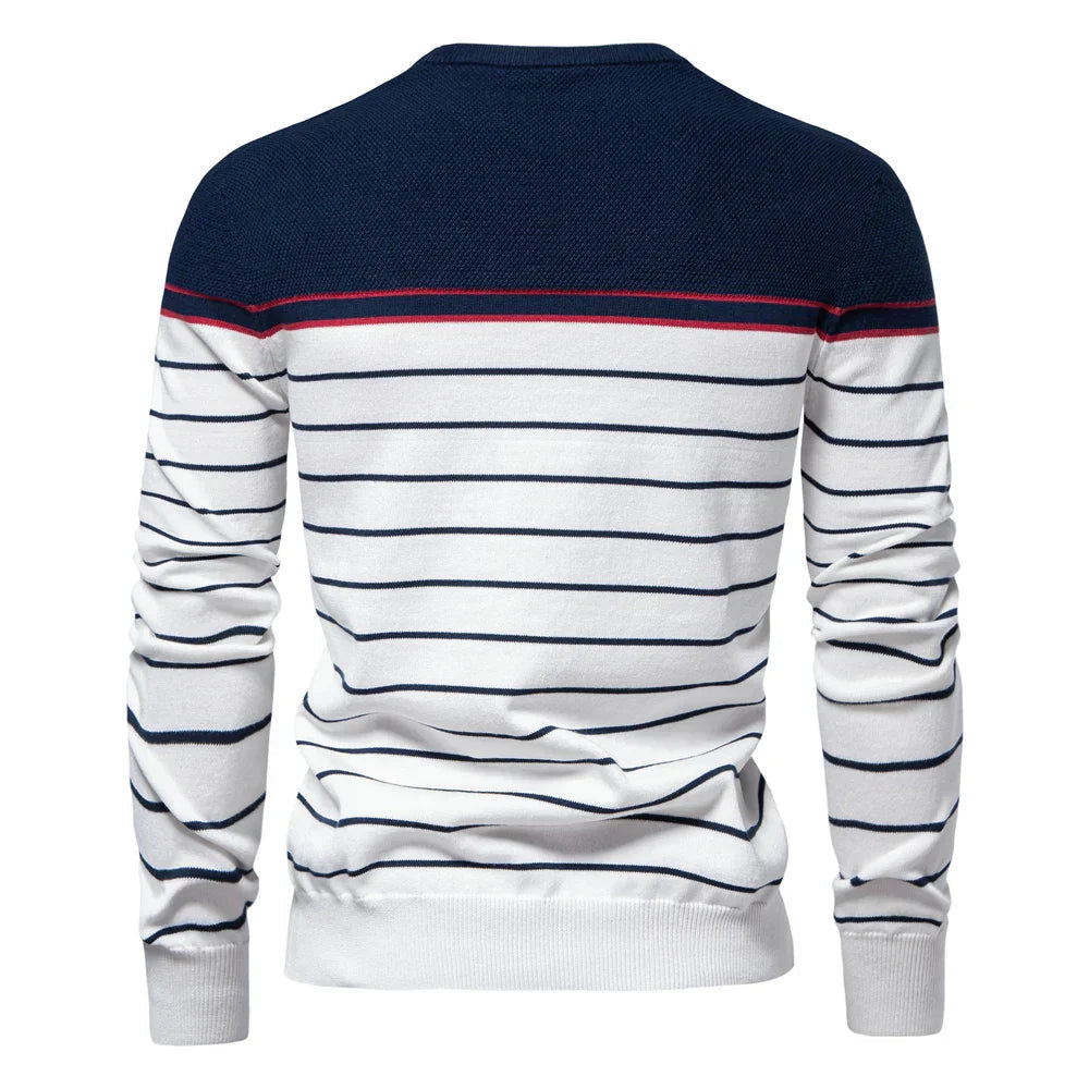 Men's Printed Crew Neck Sweater Ribbed Everyday Knit