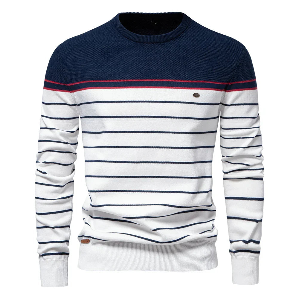 Men's Printed Crew Neck Sweater Ribbed Everyday Knit