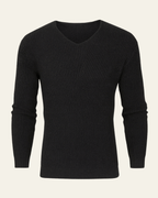Men's Waffle Knit V Neck Sweater Textured Everyday Layer
