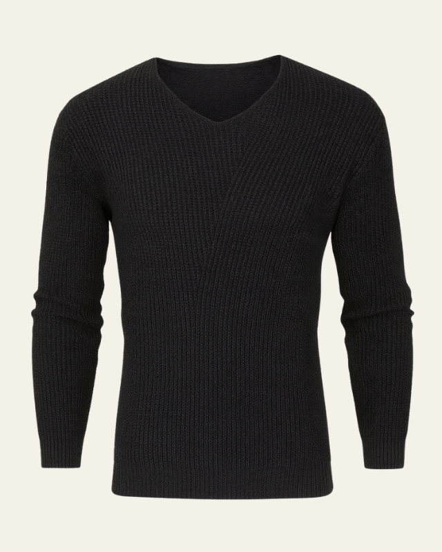 Men's Waffle Knit V Neck Sweater Textured Everyday Layer