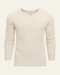 Men's Waffle Knit V Neck Sweater Textured Everyday Layer