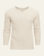 Men's Waffle Knit V Neck Sweater Textured Everyday Layer