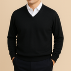 Men's V Neck Sweater Refined Long Sleeve Knit