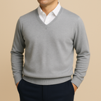 Men's V Neck Sweater Refined Long Sleeve Knit