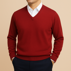 Men's V Neck Sweater Refined Long Sleeve Knit