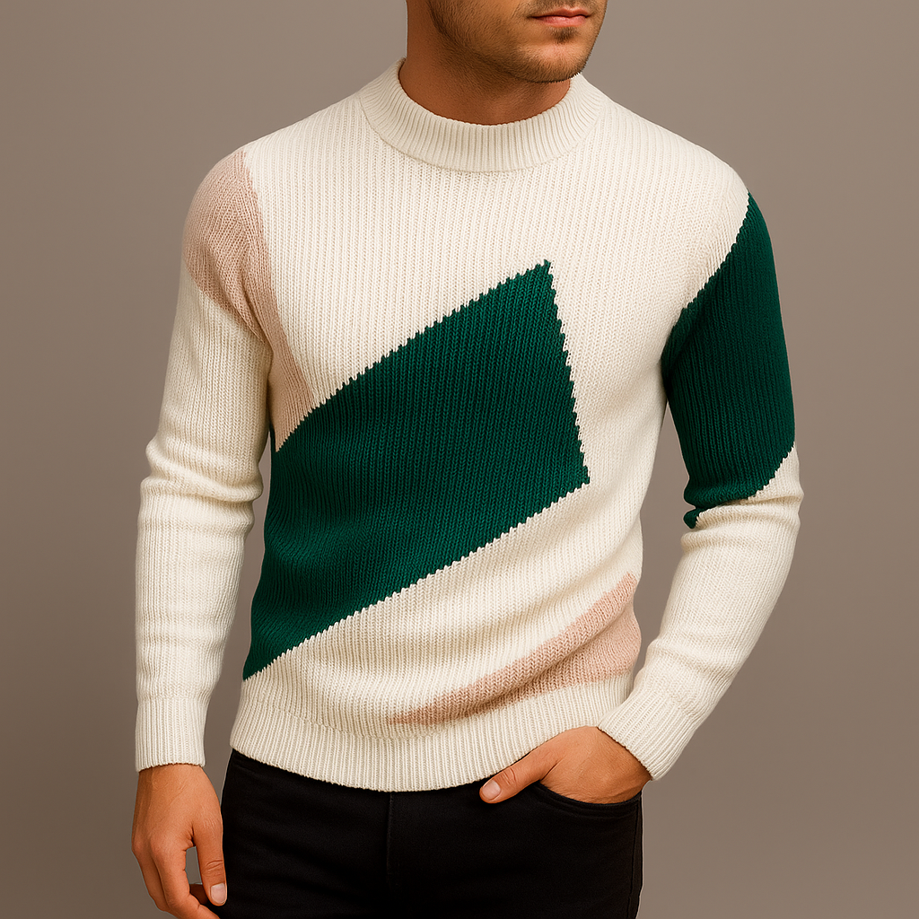 Men's Slim Fit Mock Neck Sweater Modern Long Knit