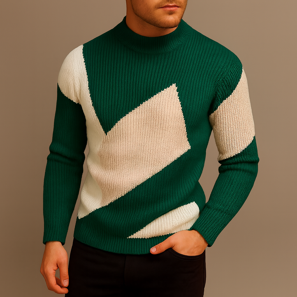 Men's Slim Fit Mock Neck Sweater Modern Long Knit