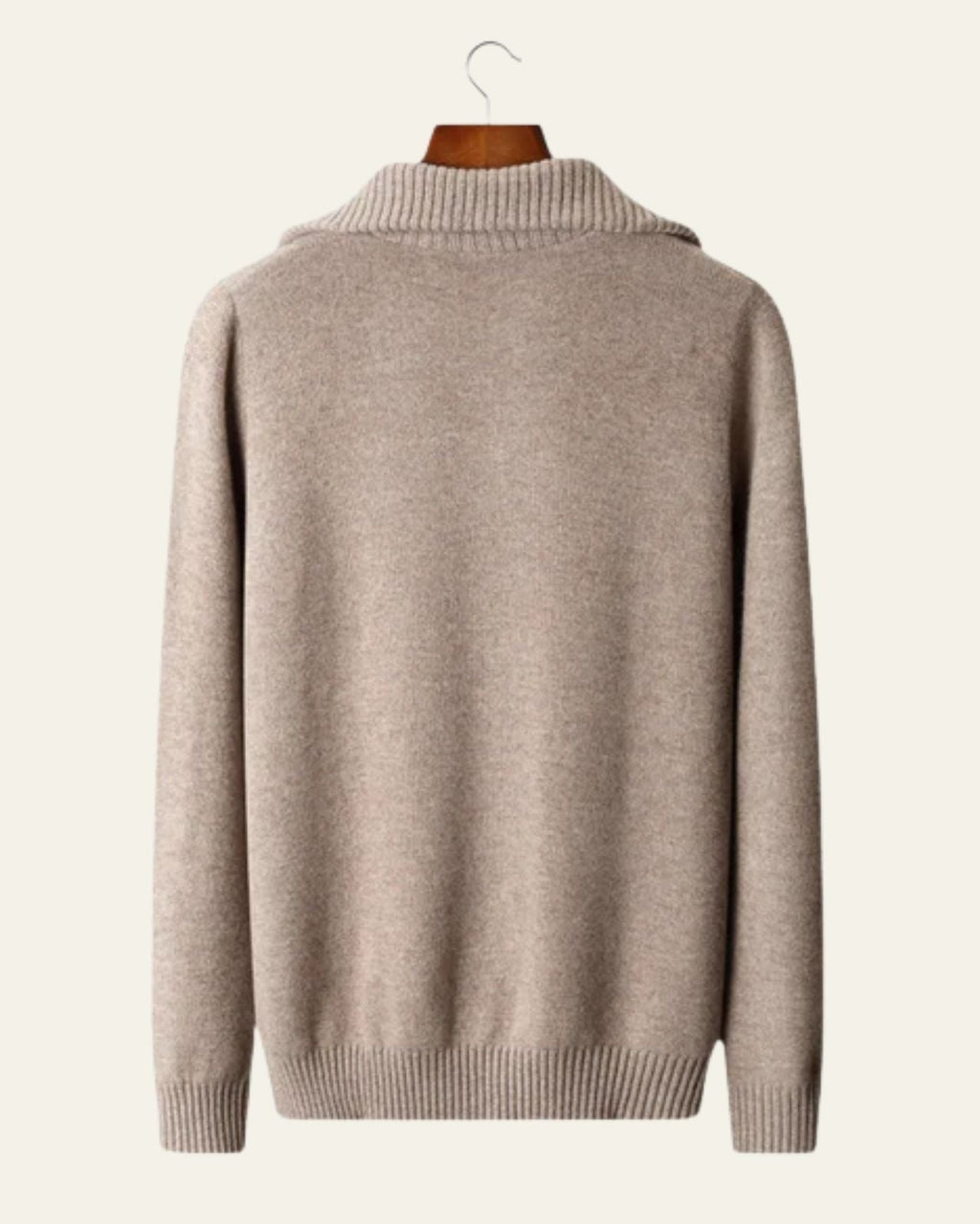 Men's Quarter Zip Cable Sweater Structured High Collar Knit