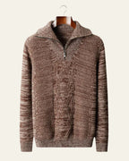 Men's Quarter Zip Cable Sweater Structured High Collar Knit
