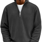 Men's Rib Knit Zip Neck Sweater Relaxed Long Sleeve