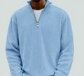 Men's Rib Knit Zip Neck Sweater Relaxed Long Sleeve