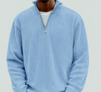 Men's Rib Knit Zip Neck Sweater Relaxed Long Sleeve