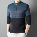 Men's Quarter Zip Knit Sweater Smart High Neck Layer