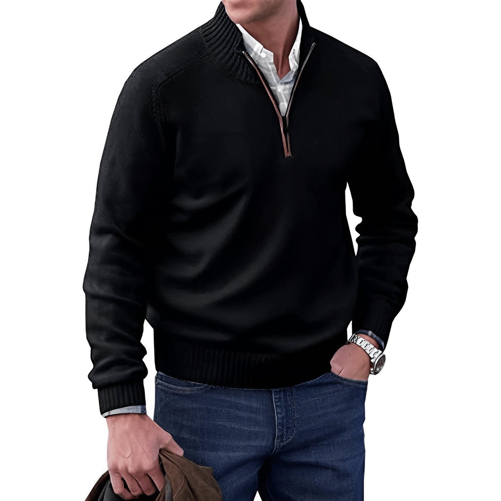 Men's Half Zip Funnel Neck Sweater Refined Knit Layer