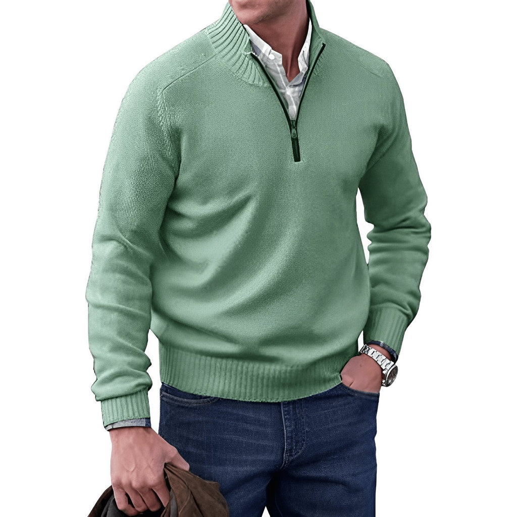 Men's Half Zip Funnel Neck Sweater Refined Knit Layer