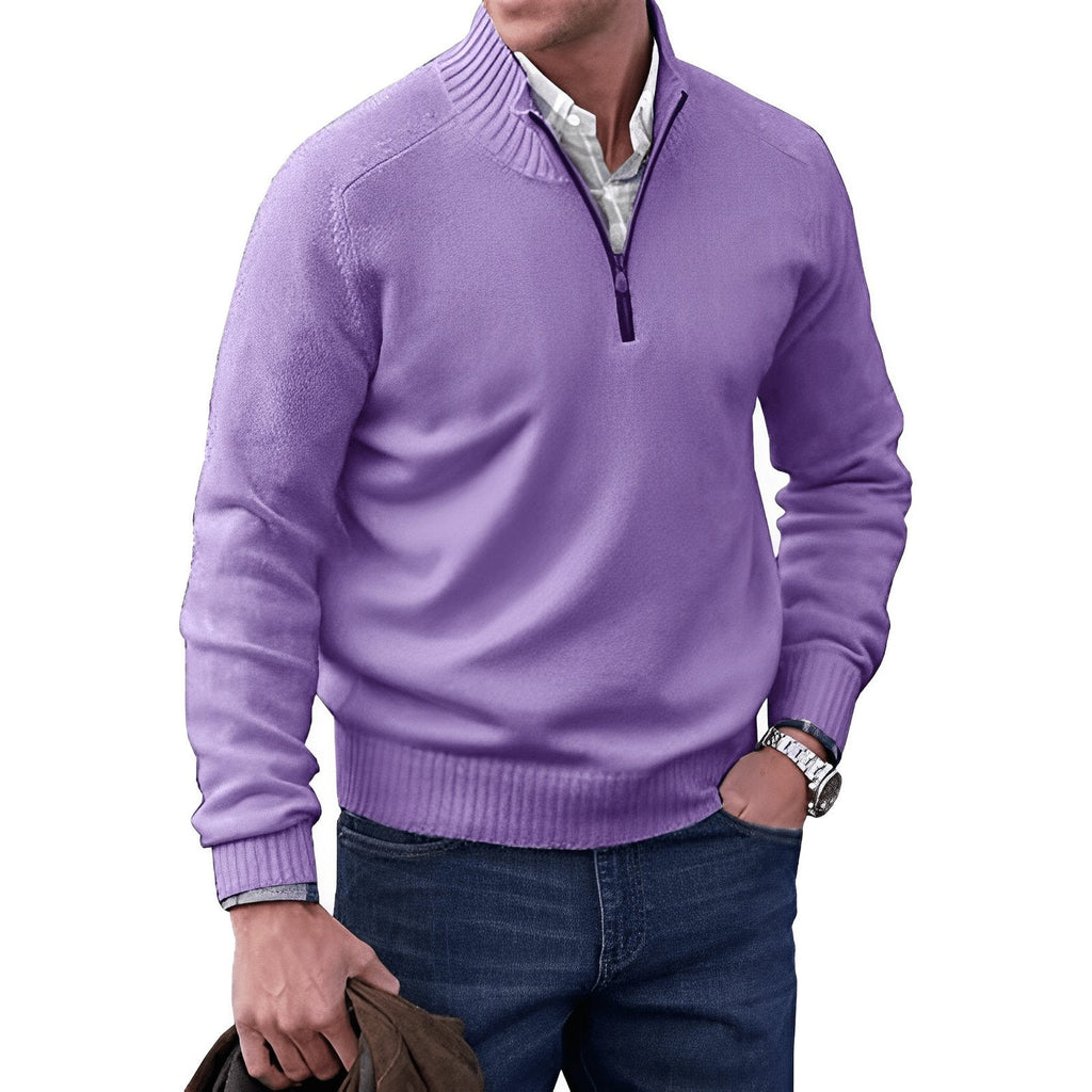 Men's Half Zip Funnel Neck Sweater Refined Knit Layer