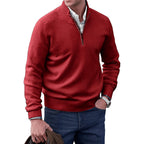 Men's Half Zip Funnel Neck Sweater Refined Knit Layer