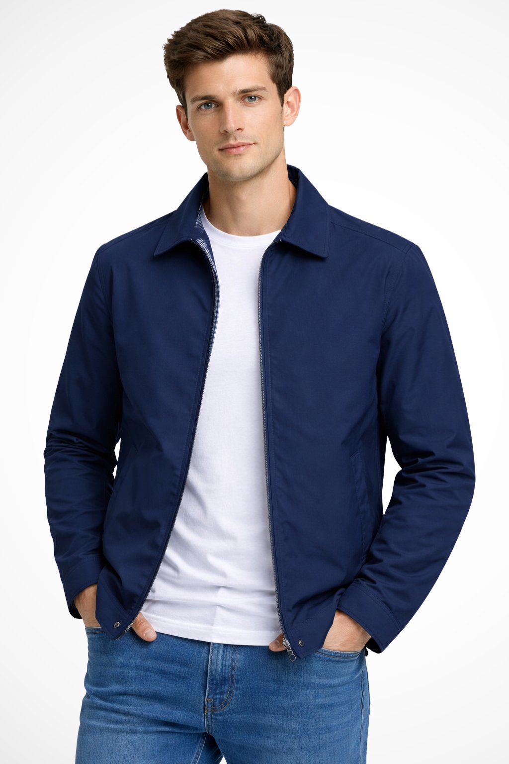 Men's Classic Harrington Jacket Structured Zip Up Layer