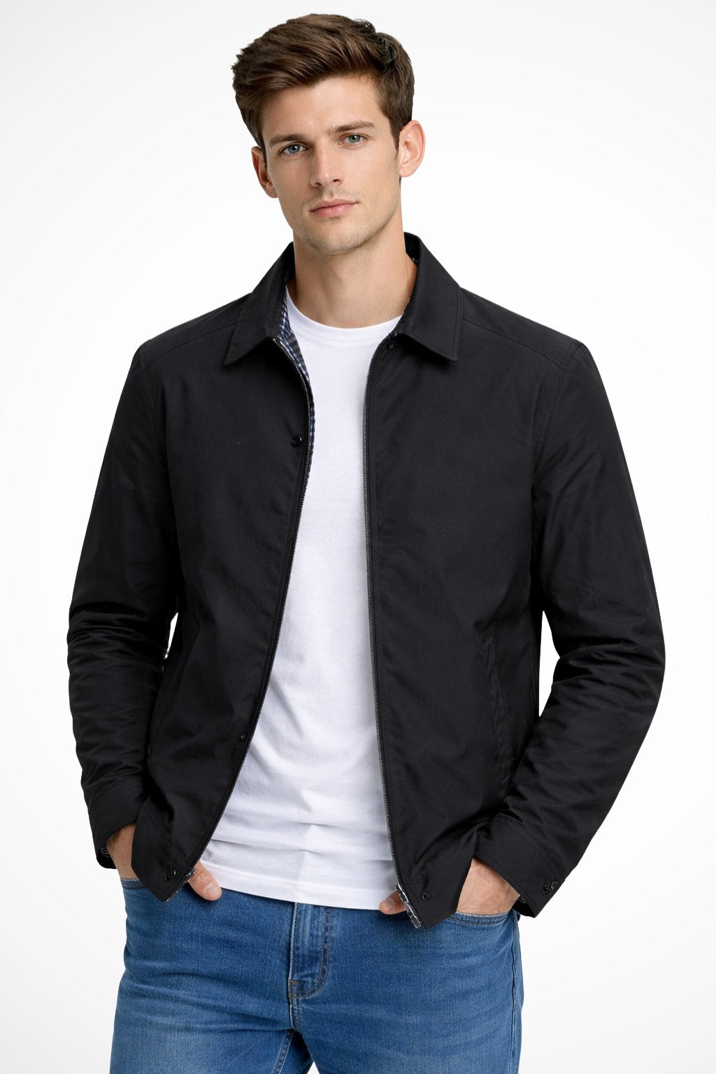 Men's Classic Harrington Jacket Structured Zip Up Layer