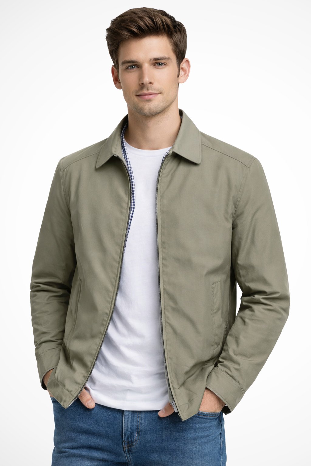 Men's Classic Harrington Jacket Structured Zip Up Layer