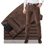 Men's Cotton Blend Corduroy Trousers Straight Fit Smart Casual