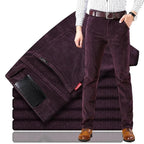 Men's Cotton Blend Corduroy Trousers Straight Fit Smart Casual