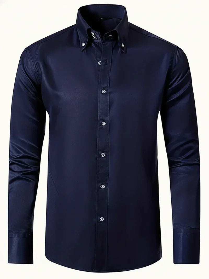 Men's Slim Fit Formal Shirt Long Sleeve Button Down