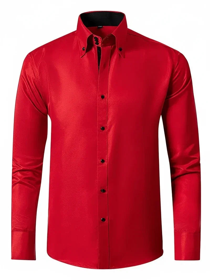 Men's Slim Fit Formal Shirt Long Sleeve Button Down