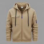 Men's Hooded Utility Jacket Casual Zip Up Layer