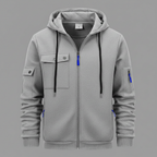 Men's Hooded Utility Jacket Casual Zip Up Layer