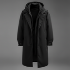 Men's Waterproof Hooded Trench Coat Long Weather Ready Layer