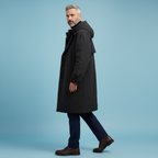 Men's Waterproof Hooded Trench Coat Long Weather Ready Layer