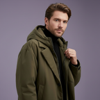 Men's Waterproof Hooded Trench Coat Long Weather Ready Layer