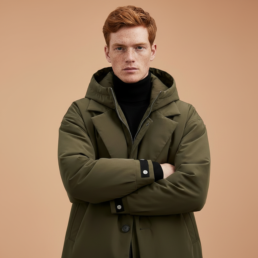 Men's Waterproof Hooded Trench Coat Long Weather Ready Layer