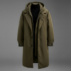 Men's Waterproof Hooded Trench Coat Long Weather Ready Layer