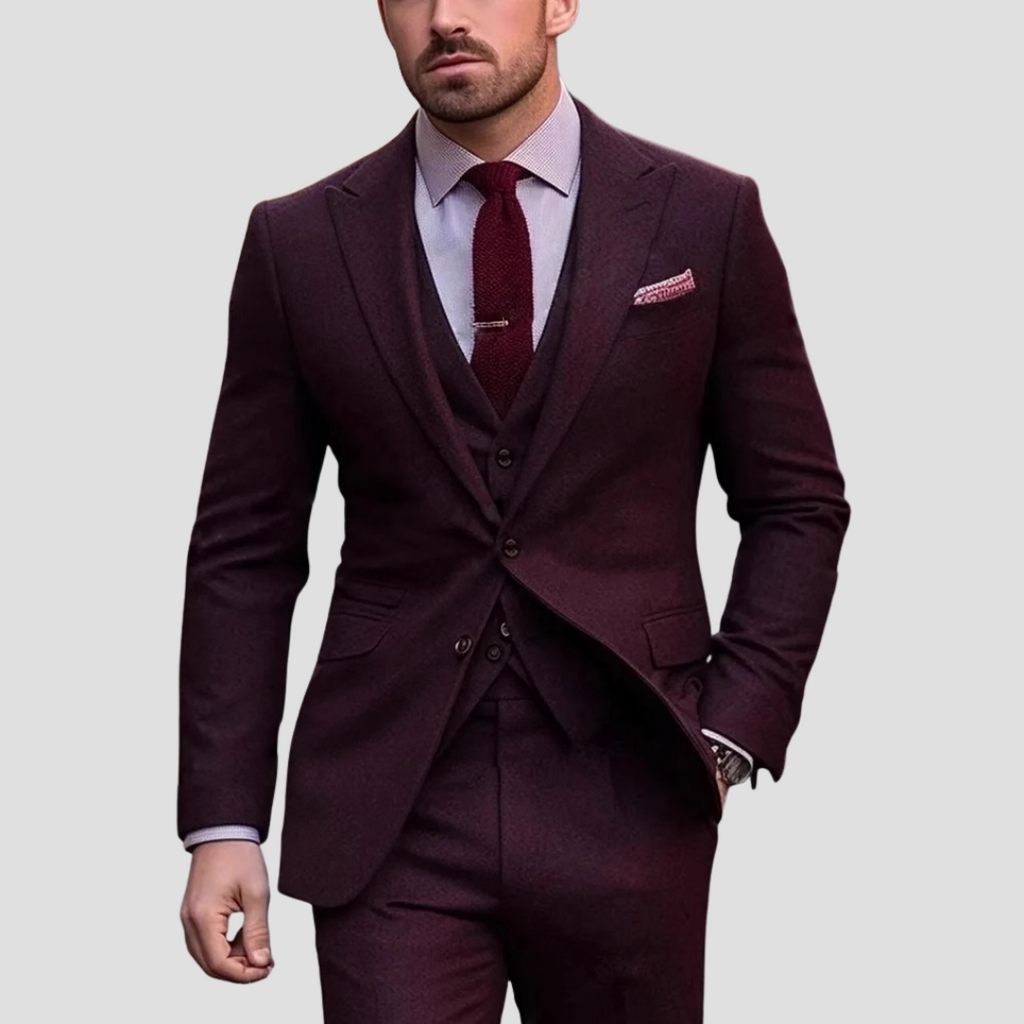 Men's Three Piece Slim Fit Tailored Formal Suit Set