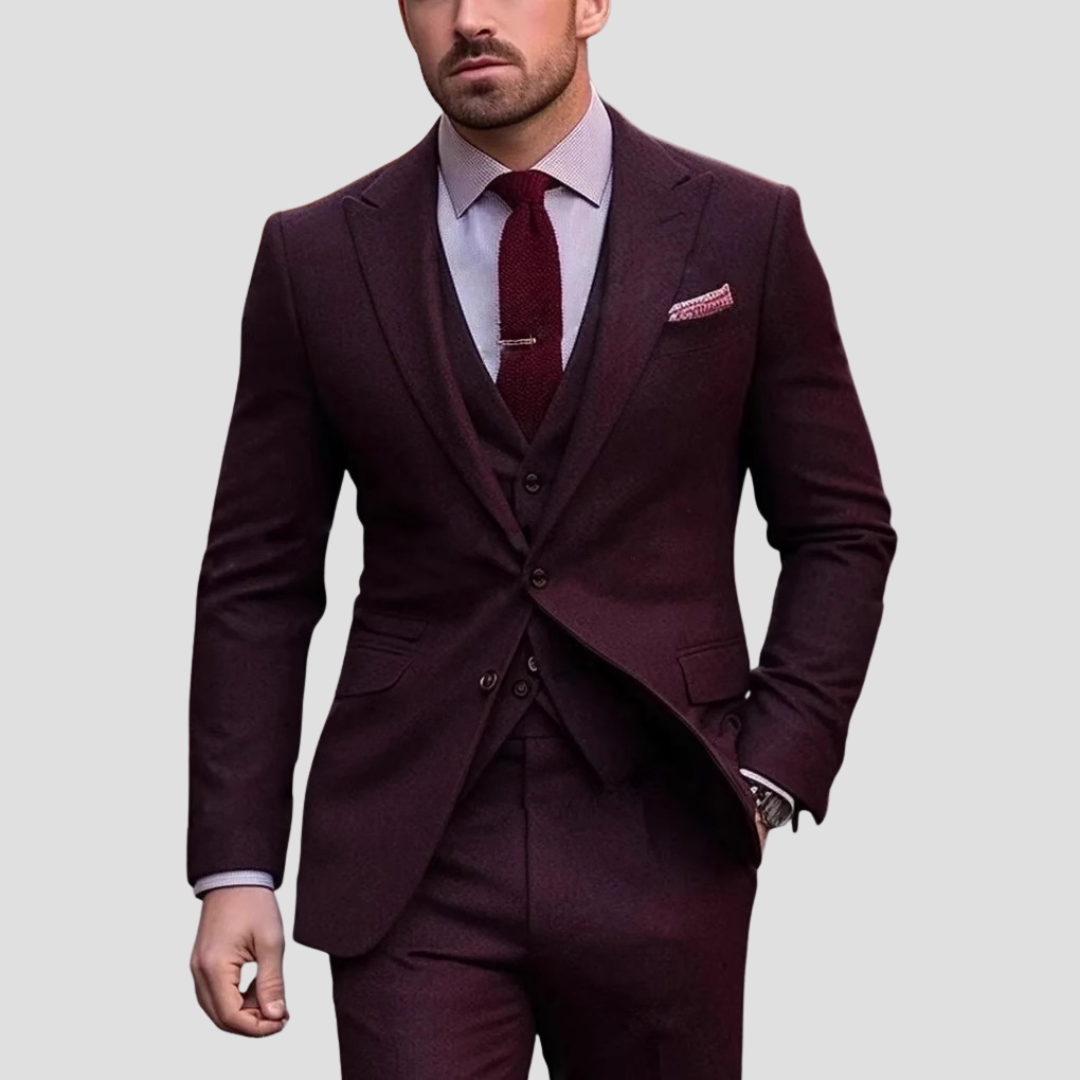 Men's Three Piece Slim Fit Tailored Formal Suit Set